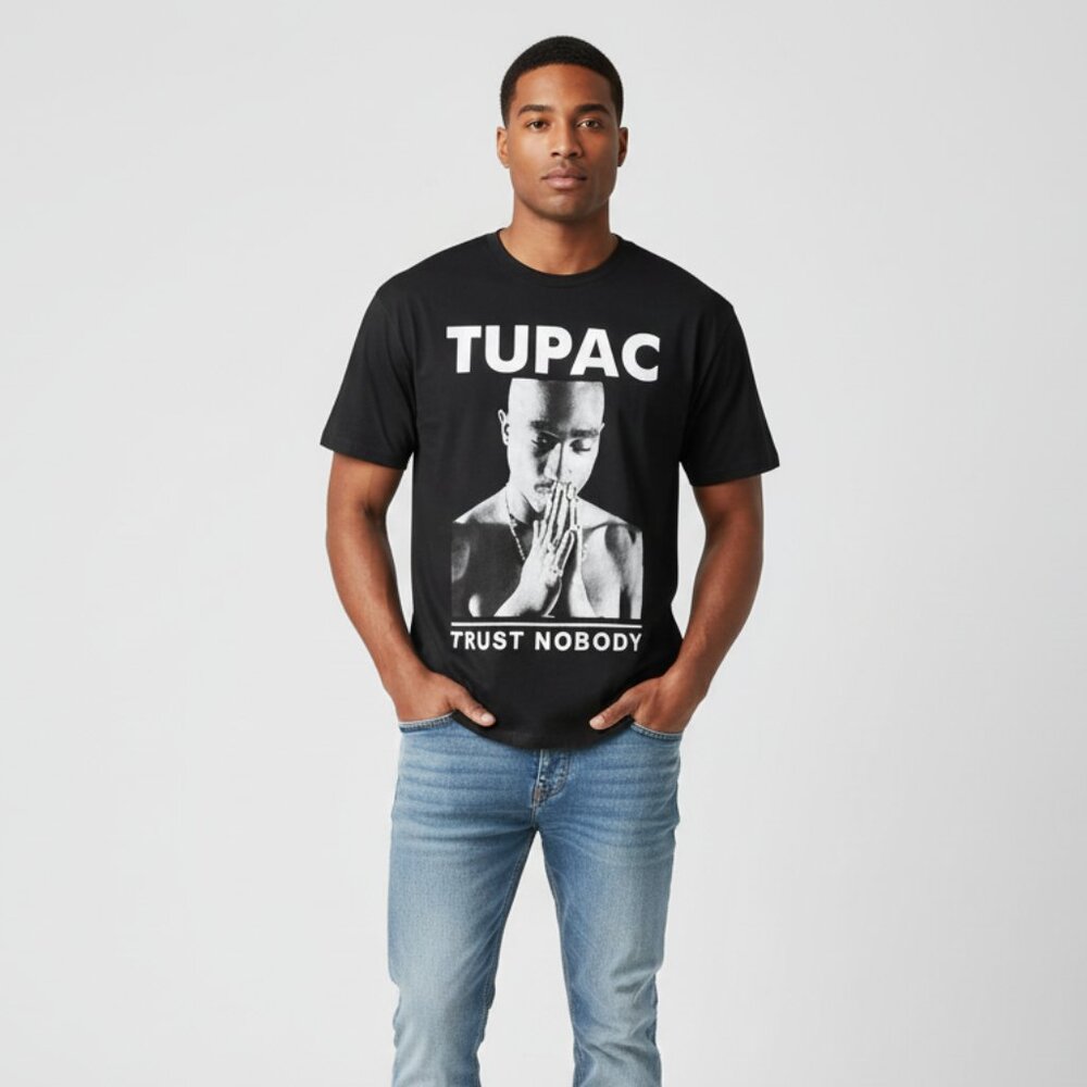 Tupac Shakur 2Pac Shirt 3XL Mens Black Trust Nobody Graphic Tee Streetwear